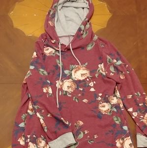 Hooded Maroon Floral Tunic